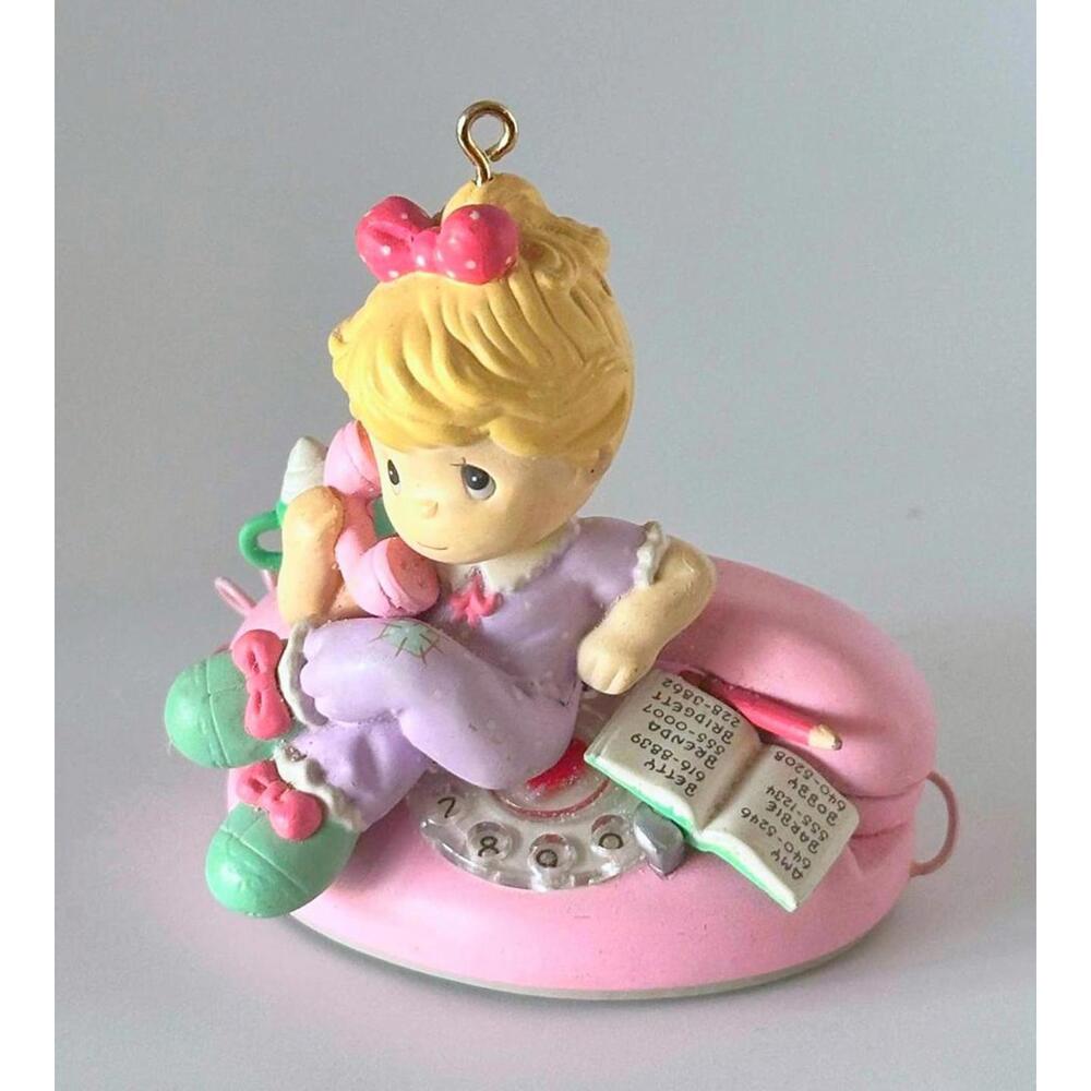 Precious Moments Ringing Up Holiday Wishes Girl with Phone Figurine
